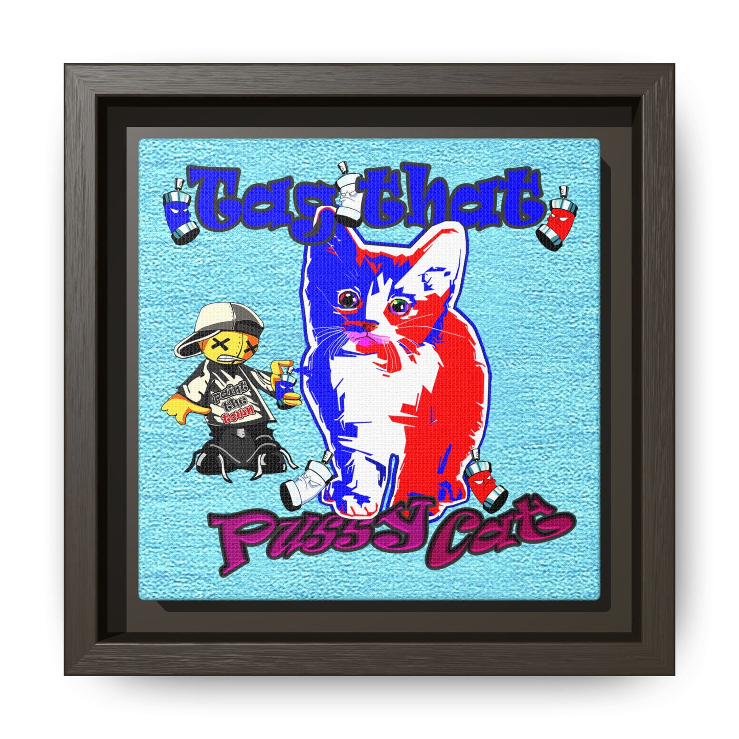tag that - framed canvas art (faded blue)