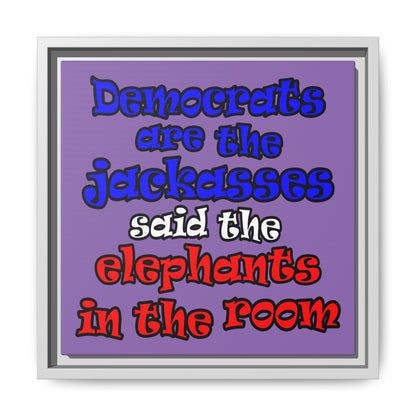 donkeys and elephants - framed canvas art (light purple)