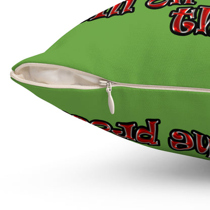 schrodinger's cat - Spun Polyester Square Pillow - (green)