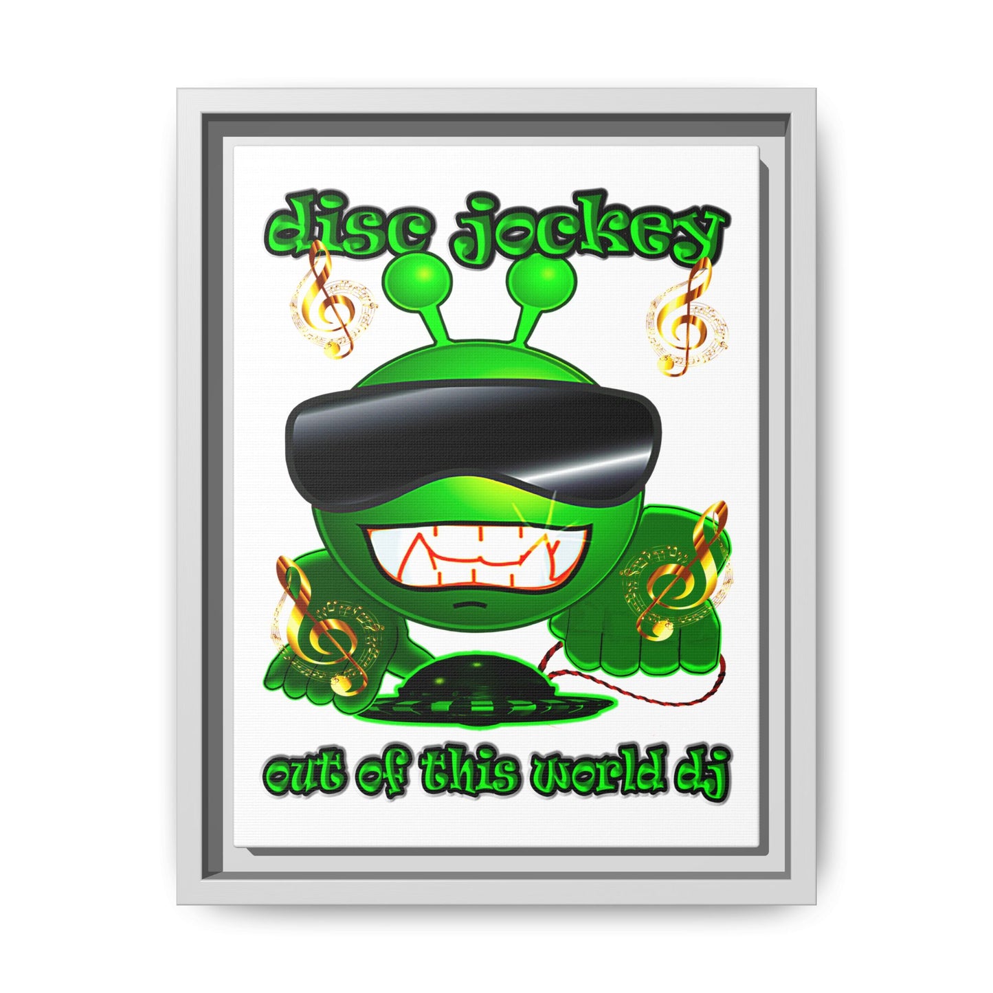 disc jockey - framed canvas art (white)