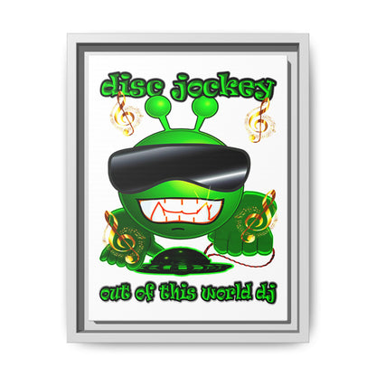 disc jockey - framed canvas art (white)
