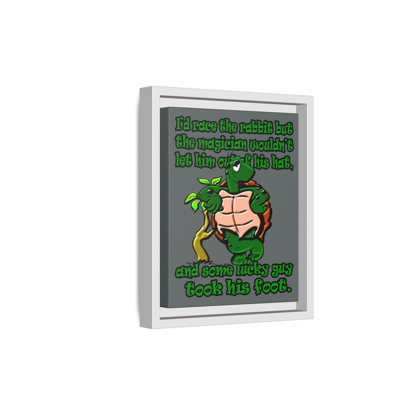 turtle race - framed canvas art (dark grey)