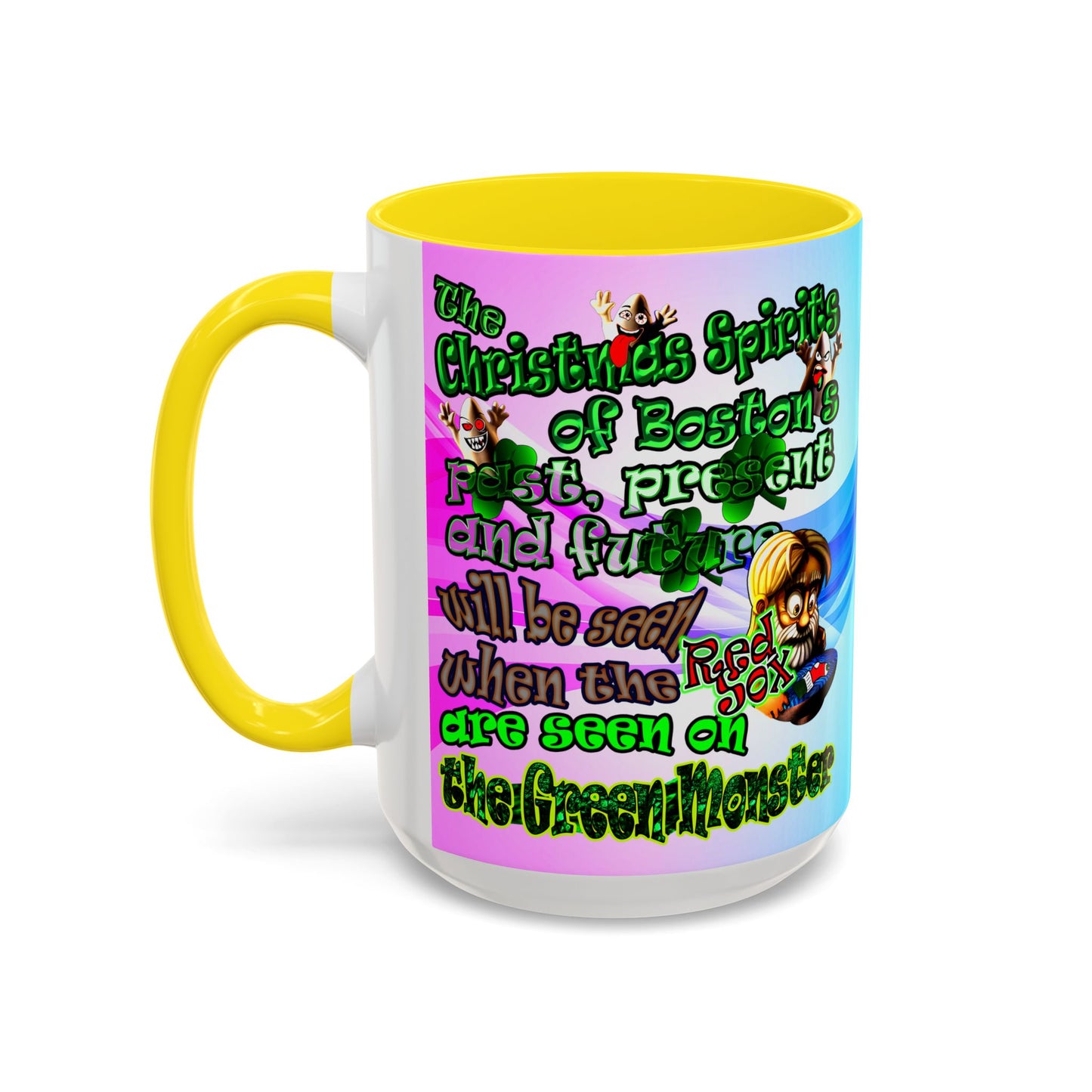 christmas spirits of boston - Accent Mug (light blue-pink wave)
