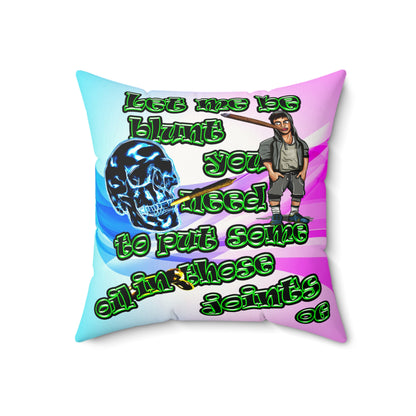og - Faux Suede Square Pillow - (light blue-pink wave)