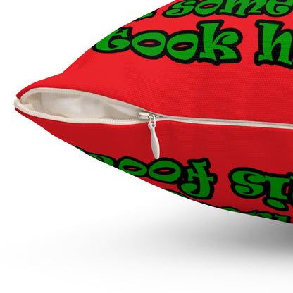 turtle race - Spun Polyester Square Pillow - (red)