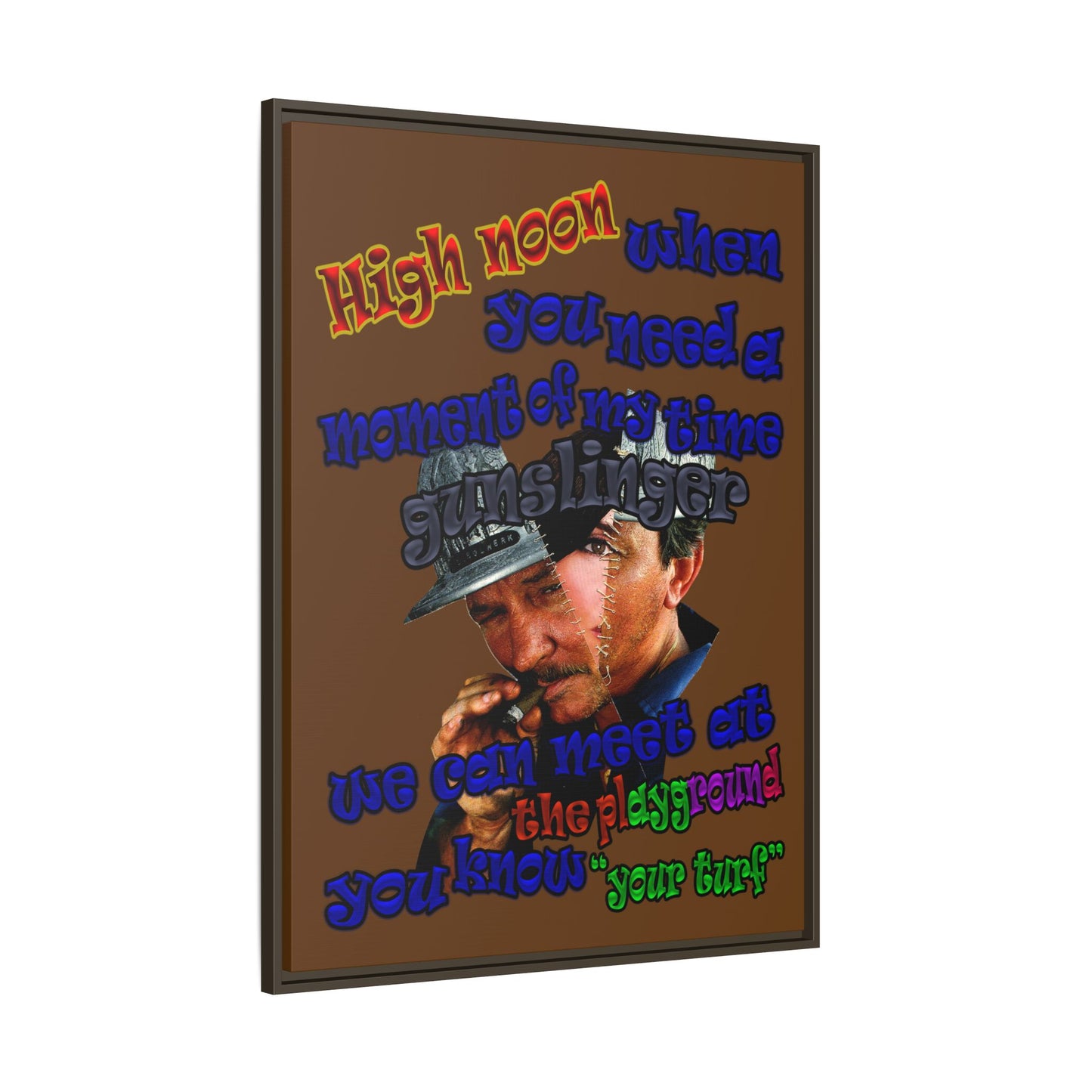 high noon - framed canvas art (brown)
