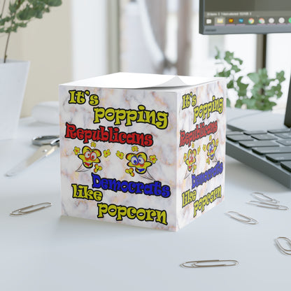 popping like popcorn - note cube (white marble)