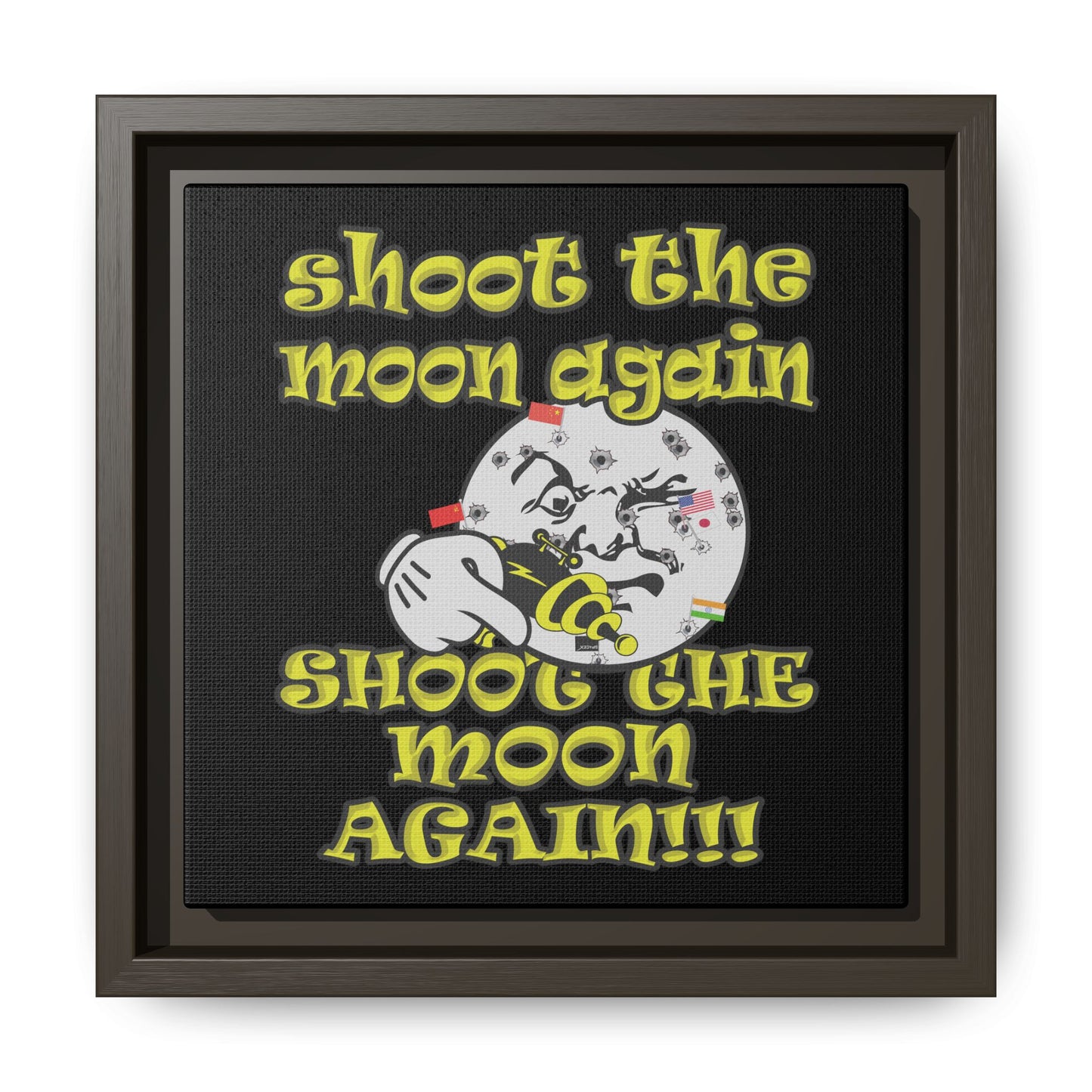 shoot the moon again - framed canvas art (black)