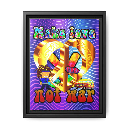 love peace - framed canvas art (purple wave)