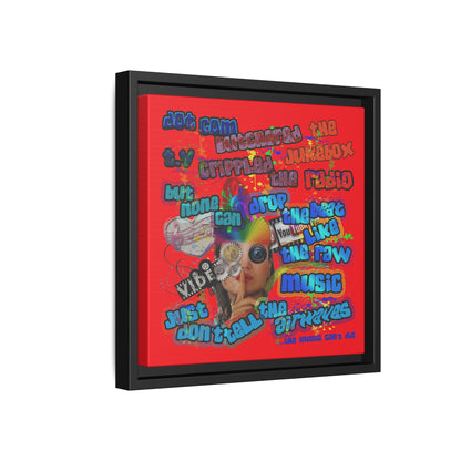 drop the beat - framed canvas art (red)
