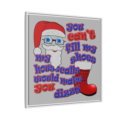 santa's shoes - framed canvas art (light grey)