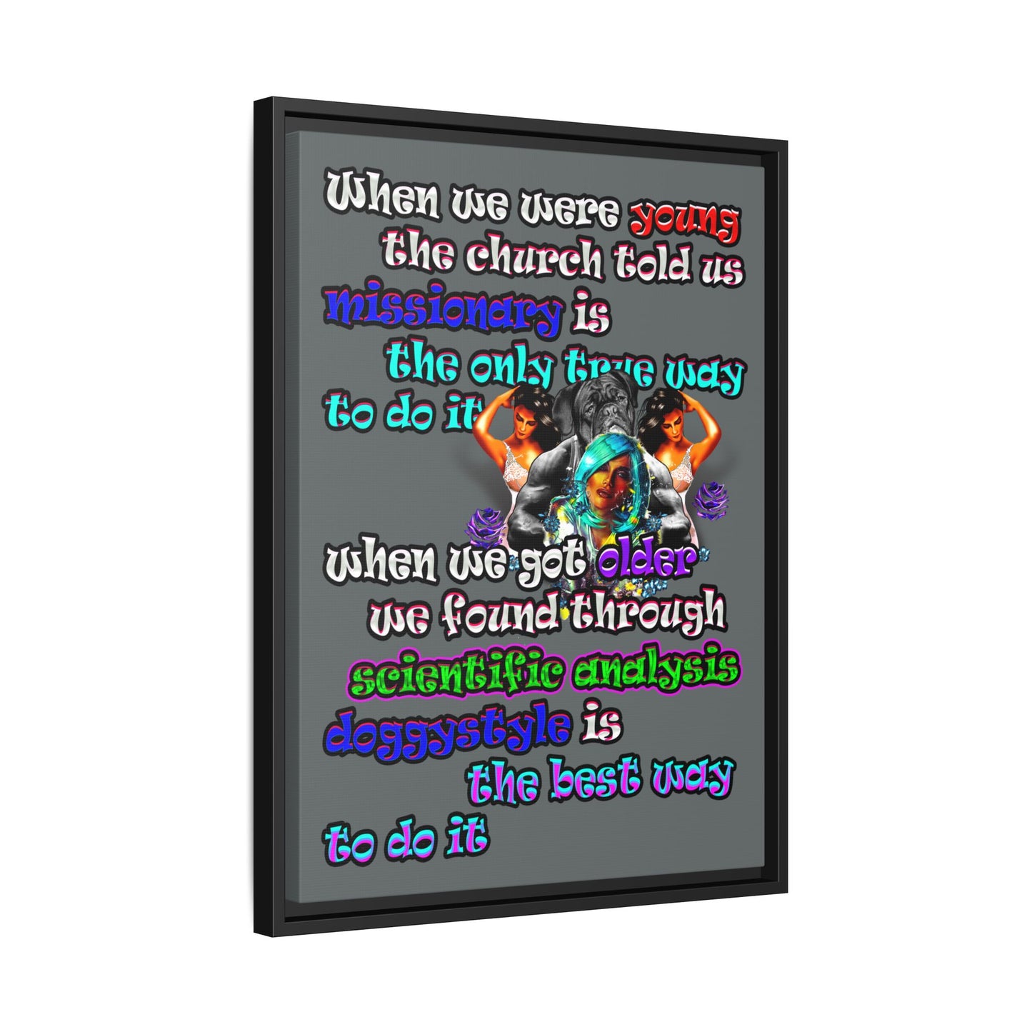 doggystyle - framed canvas art (dark grey)