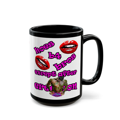 hoes b4 bros - Black Mug (white)