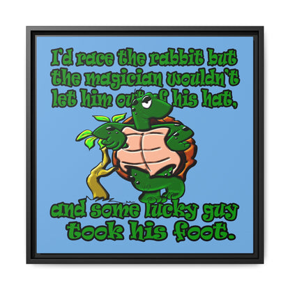 turtle race - framed canvas art (light blue)