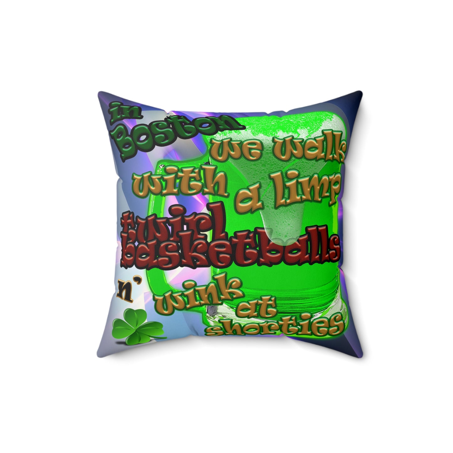 celtics logo - Faux Suede Square Pillow - (grey-pink wave)