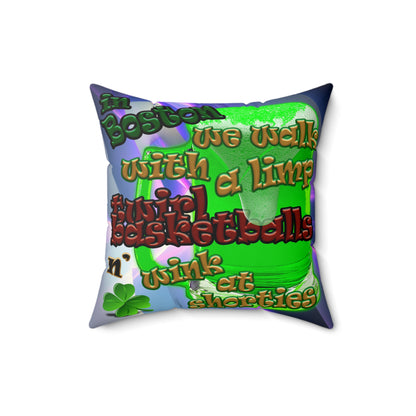 celtics logo - Faux Suede Square Pillow - (grey-pink wave)