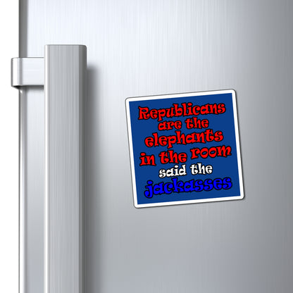 donkeys and elephants - Magnets - (dark blue)