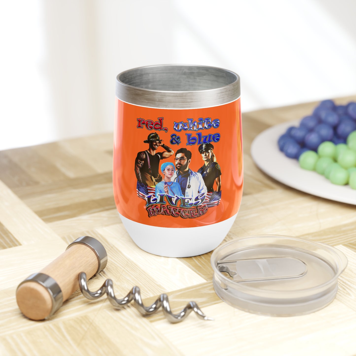 rw&b lives matter - Chill Wine Tumbler (orange)