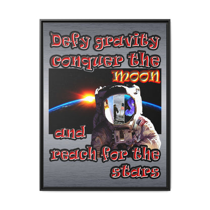 defy conquer reach - framed canvas art (brushed nickel)