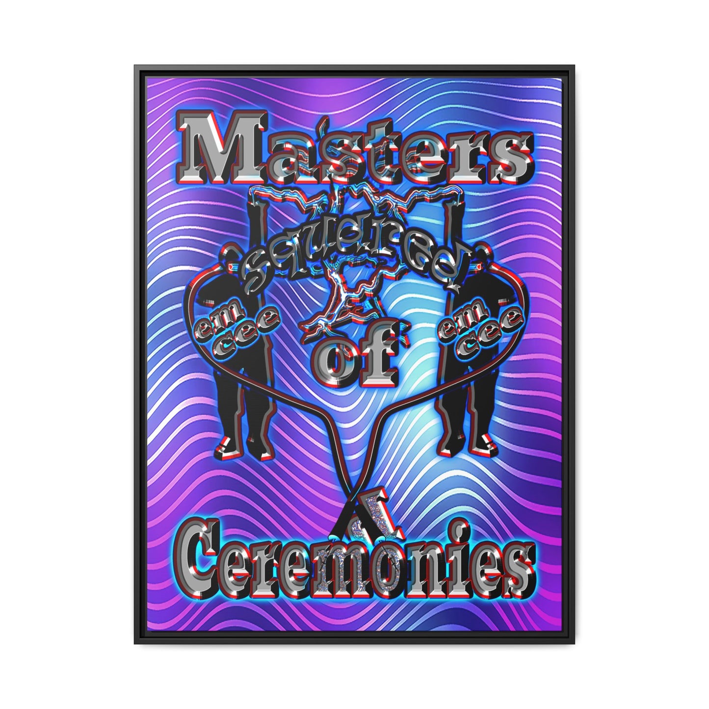 em cee squared - framed canvas art (purple wave)