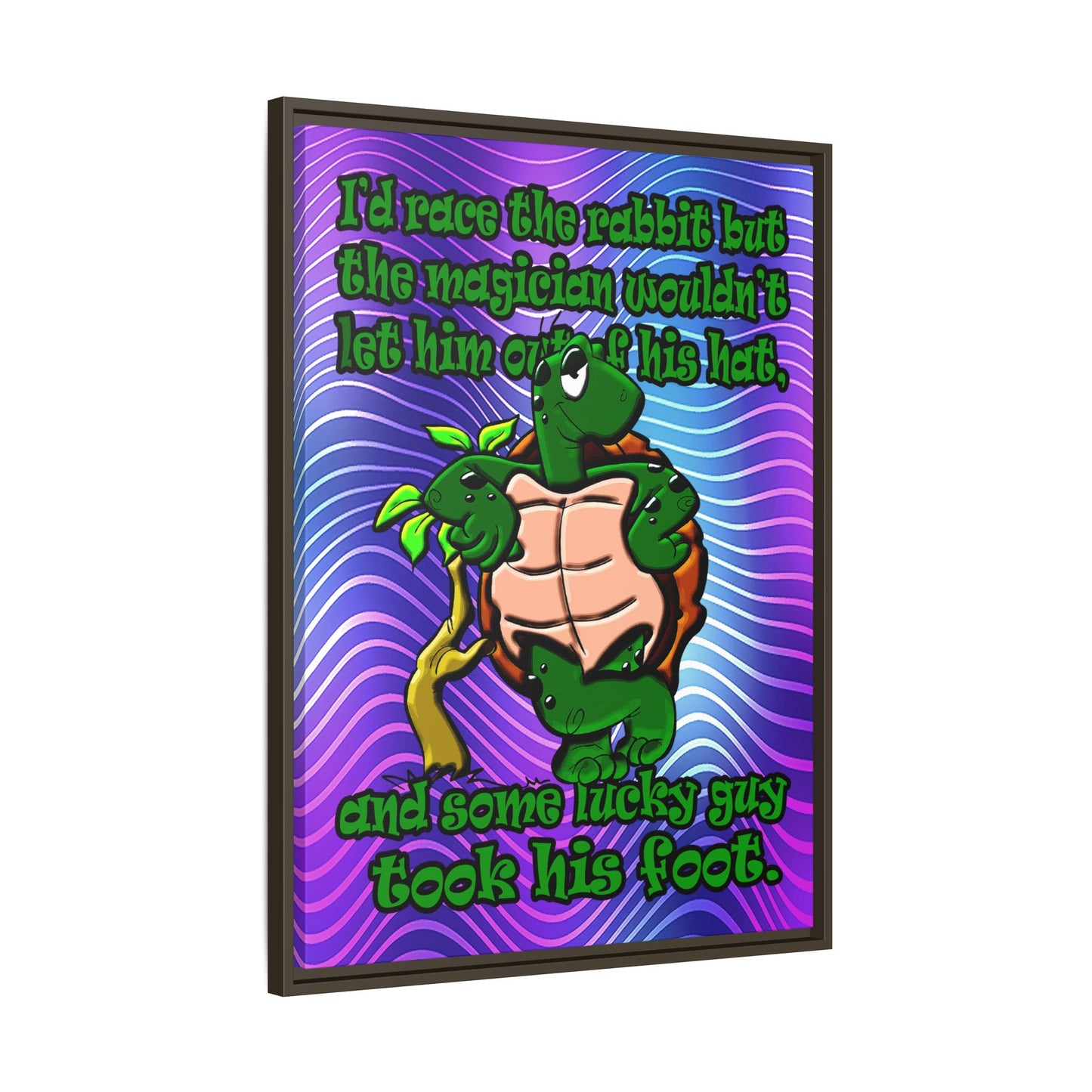turtle race - framed canvas art (purple wave)