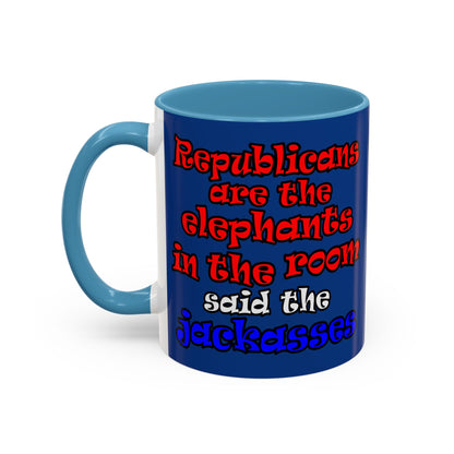 donkeys and elephants - Accent Mug (dark blue)