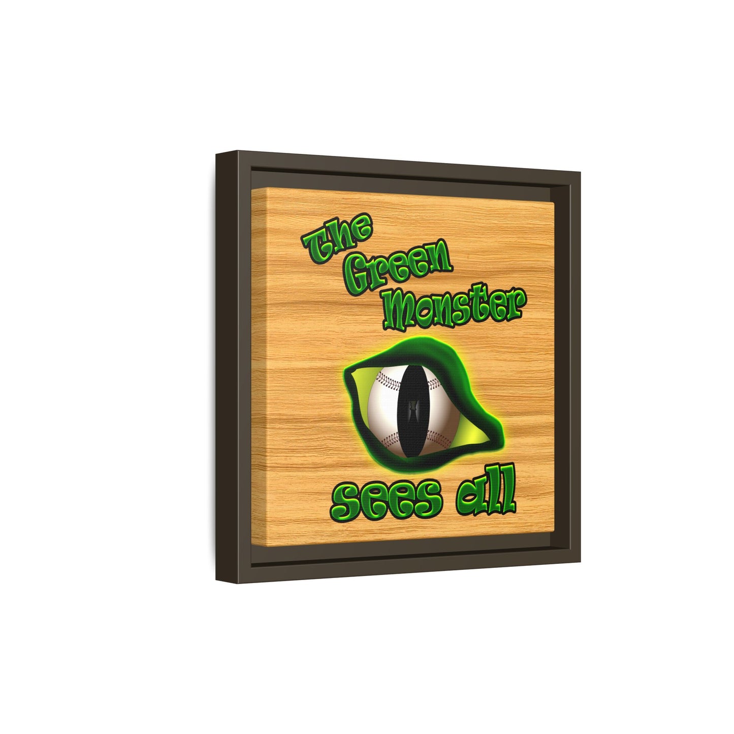 green monster - framed canvas art (butterscotch wood finish)