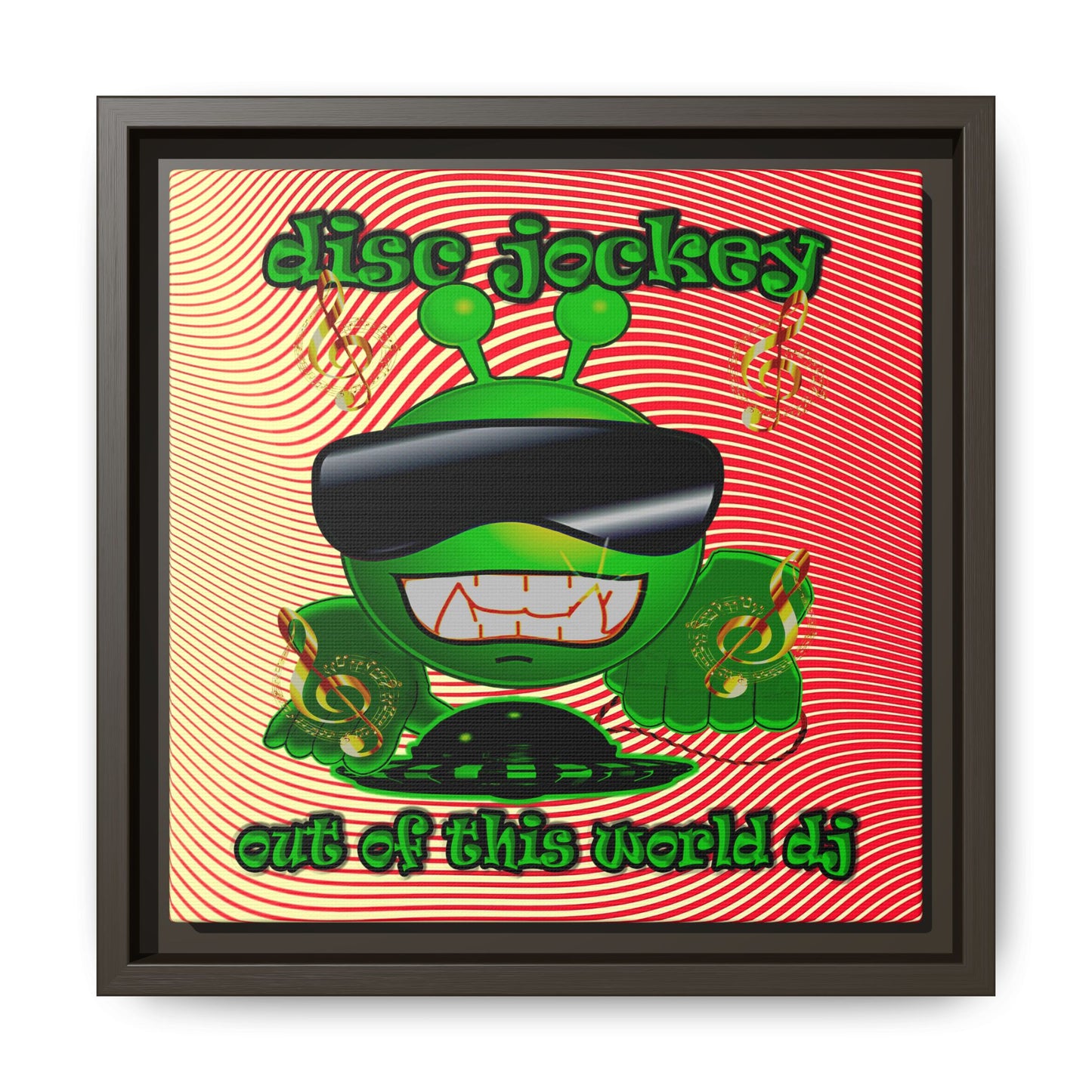 disc jockey - framed canvas art (yellow-orange wave)