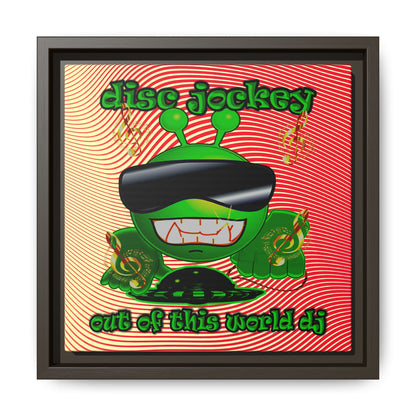 disc jockey - framed canvas art (yellow-orange wave)