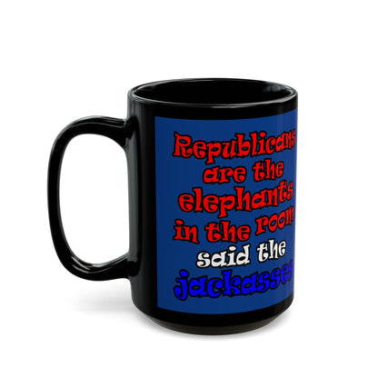 donkeys and elephants - Black Mug (dark blue)