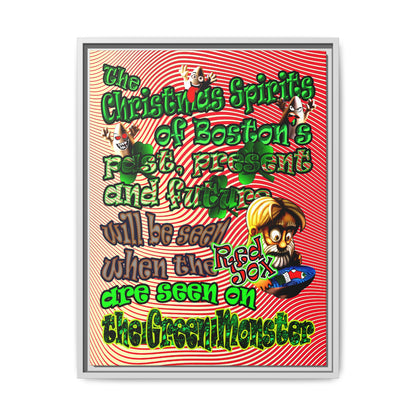 christmas spirits of boston - framed canvas art (yellow-orange wave)
