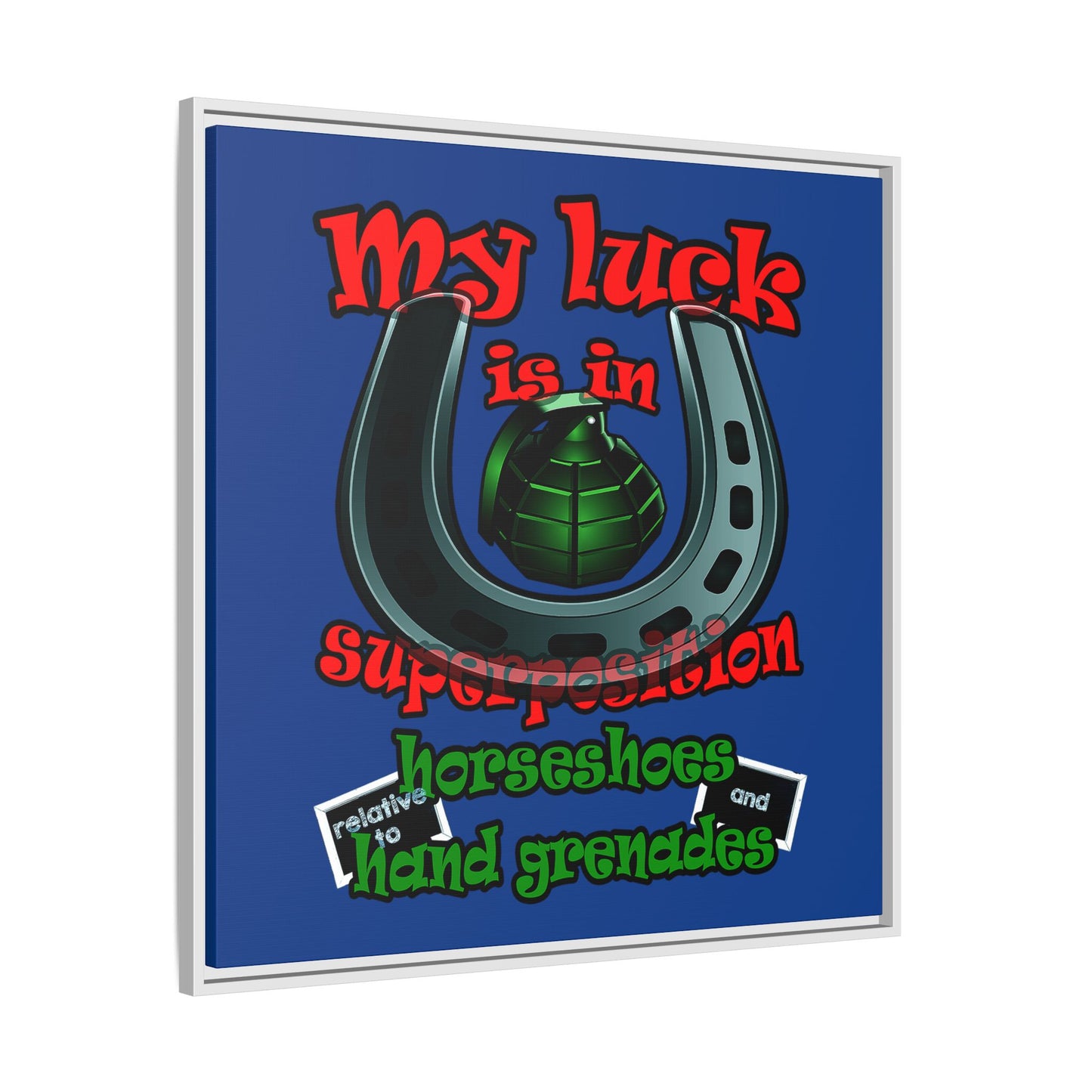 my luck - framed canvas art (dark blue)