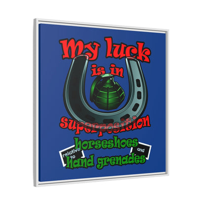 my luck - framed canvas art (dark blue)