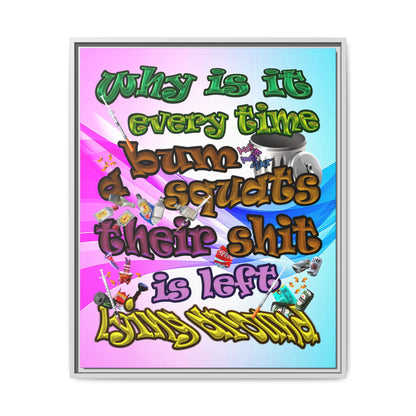 the bum's shit - framed canvas art (light blue-pink wave)