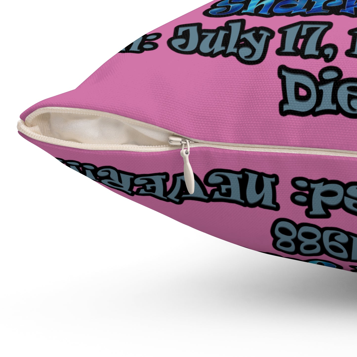 shark week - Spun Polyester Square Pillow - (light pink)