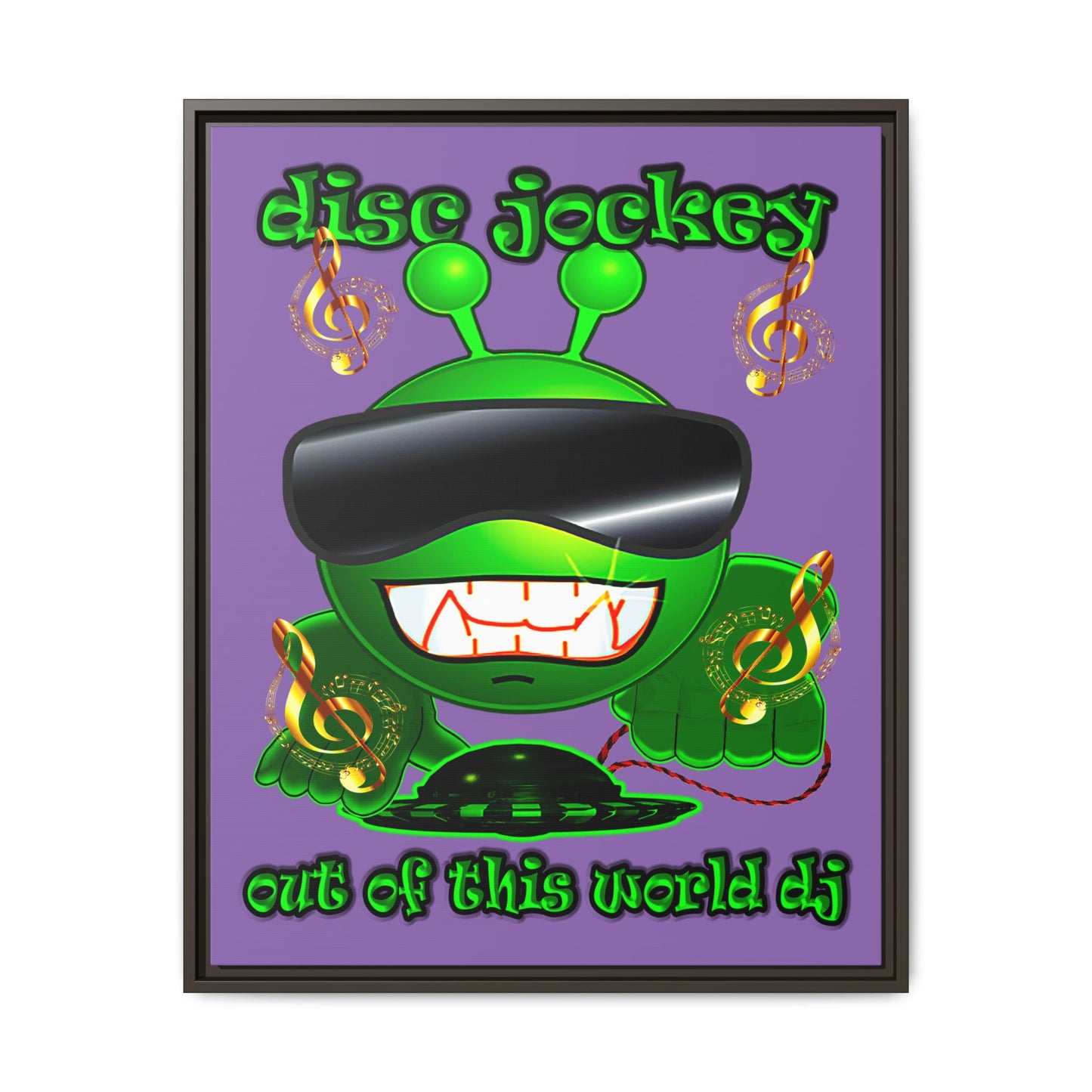 disc jockey - framed canvas art (light purple)