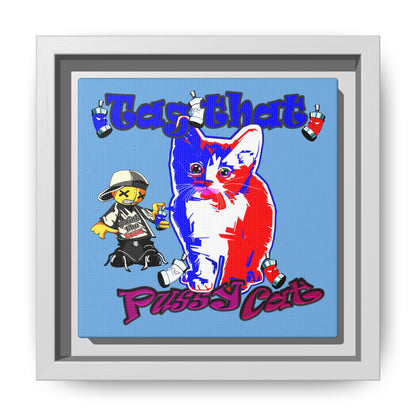 tag that - framed canvas art (light blue)