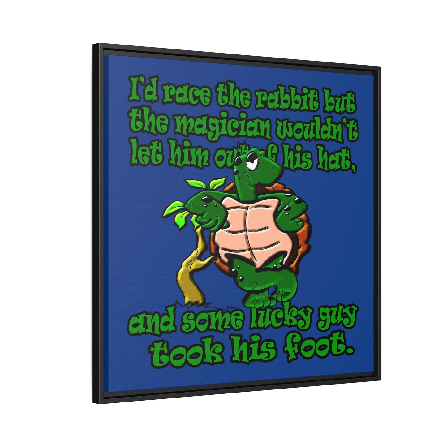 turtle race - framed canvas art (dark blue)
