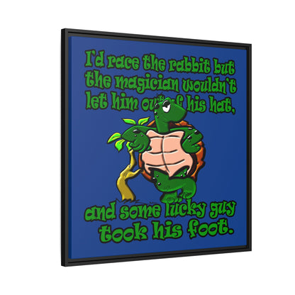 turtle race - framed canvas art (dark blue)