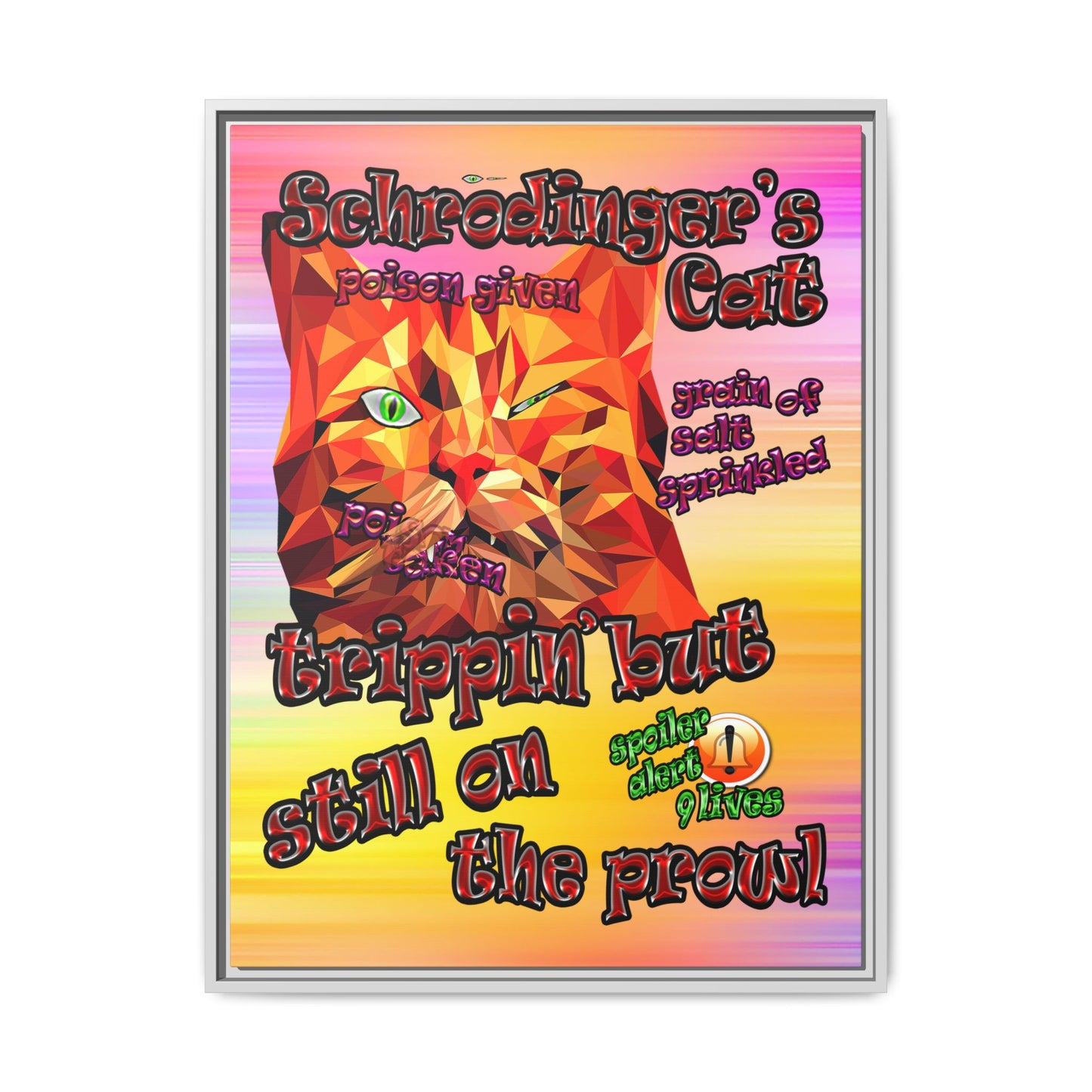 schrodinger's cat - framed canvas art (color blur)