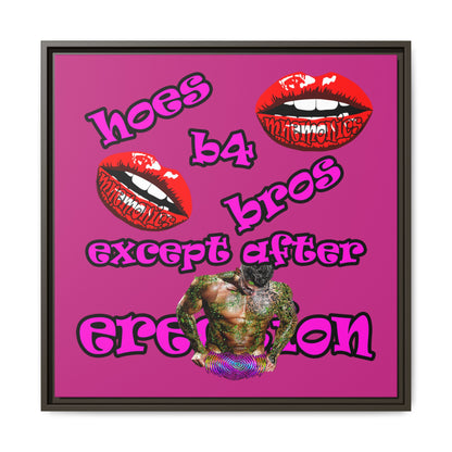 hoes b4 bros - framed canvas art (pink)