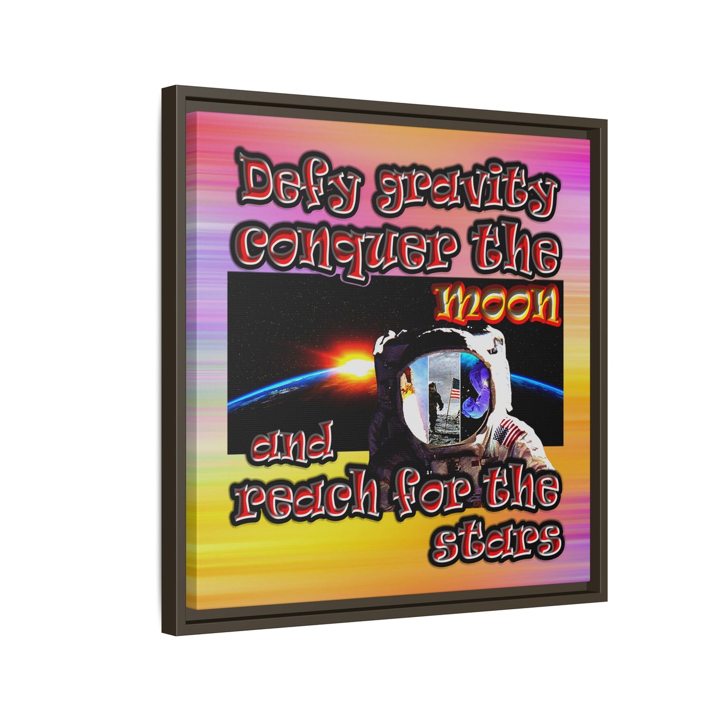 defy conquer reach - framed canvas art (color blur)