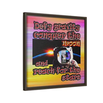 defy conquer reach - framed canvas art (color blur)