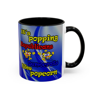 popping like popcorn - Accent Mug (blue-white wave)