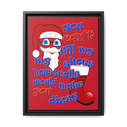 santa's shoes - framed canvas art (dark red)