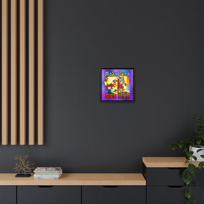 love peace - framed canvas art (purple wave)