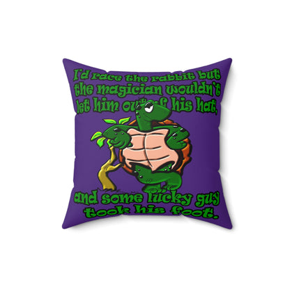 turtle race - Spun Polyester Square Pillow - (purple)