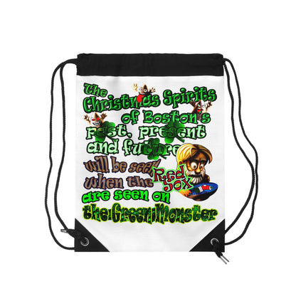 christmas spirits of boston - Drawstring Bag (white)