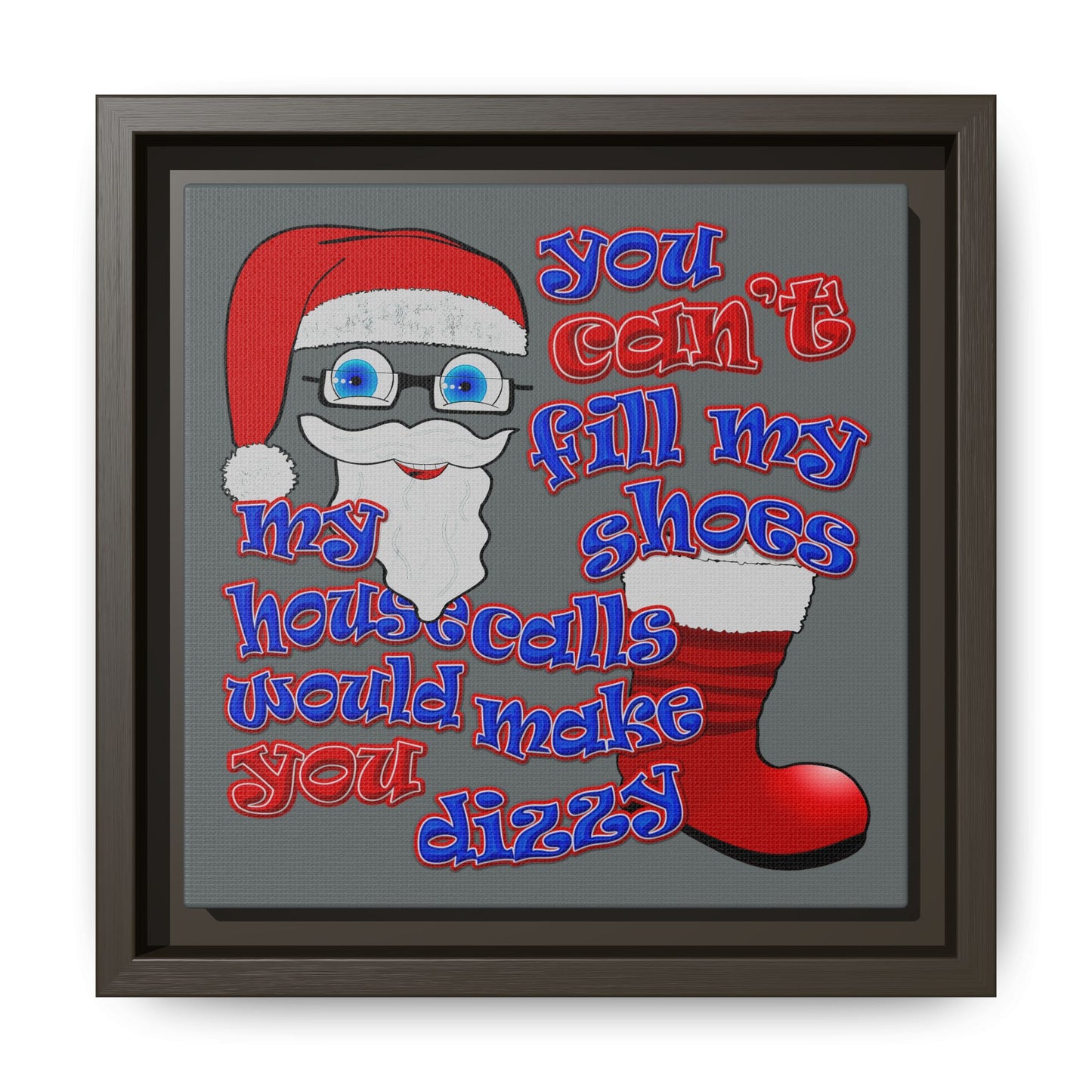 santa's shoes - framed canvas art (dark grey)