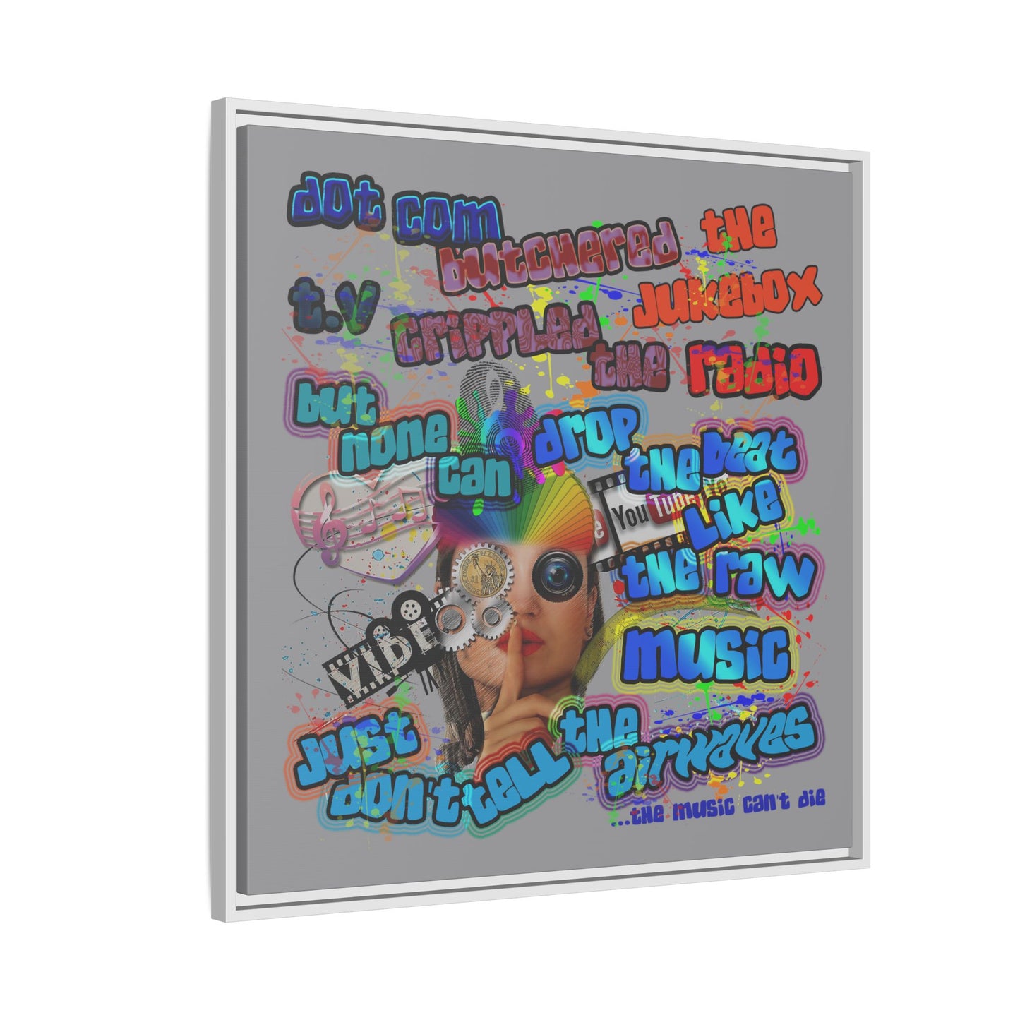 drop the beat - framed canvas art (grey)